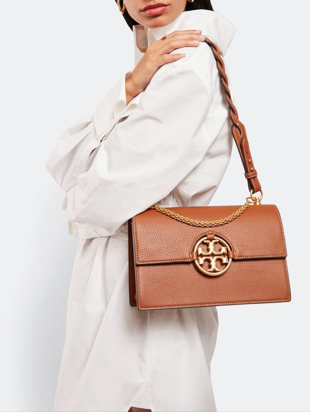 NWT TORY BURCH MILLER FLAP SHOULDER BAG - LIGHT UMBER